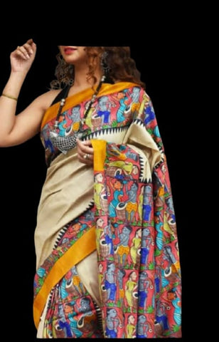 Bishnupuri Silk Hand Painting Saree SILKZONE