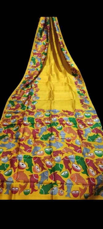 Bishnupuri Silk Hand Painting Saree SILKZONE