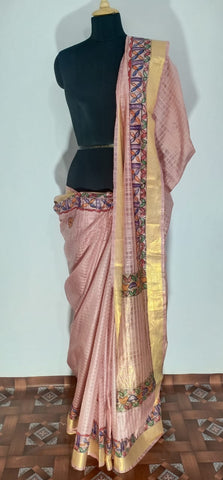 Pure Organza Silk hand Madhubani Print Saree SILKZONE