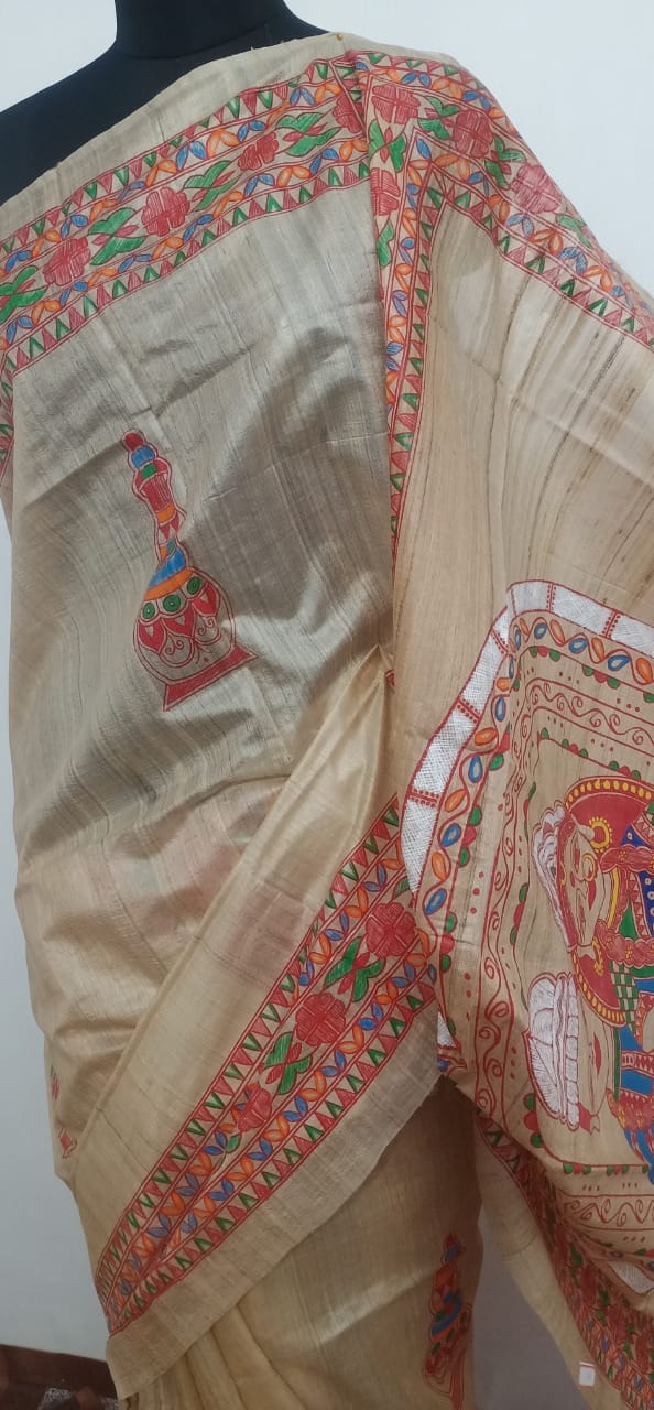 Pure Tussar Silk print saree