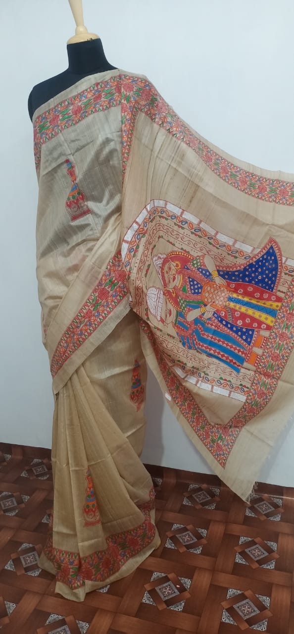 Pure Tussar Silk print saree