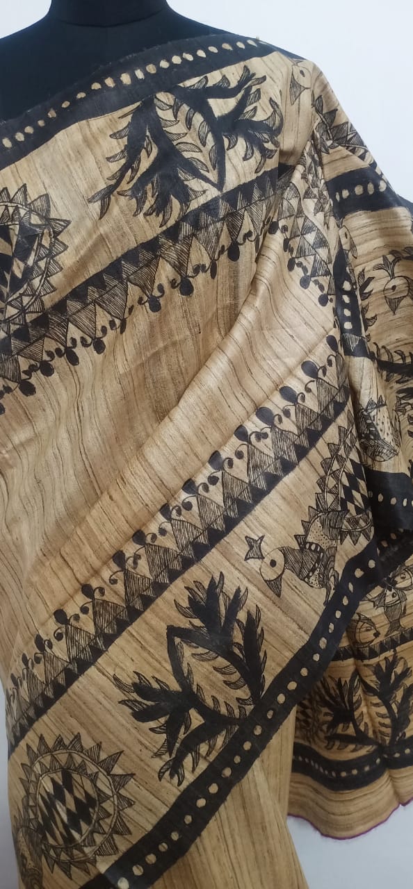 Pure Tussar Silk print saree