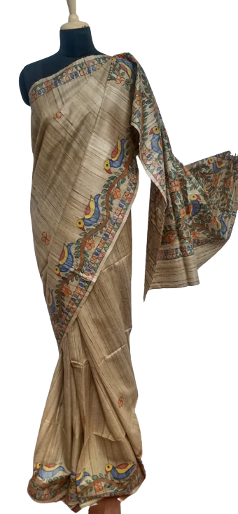 Pure Tussar Silk print saree