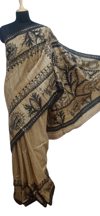 Pure Tussar Silk print saree