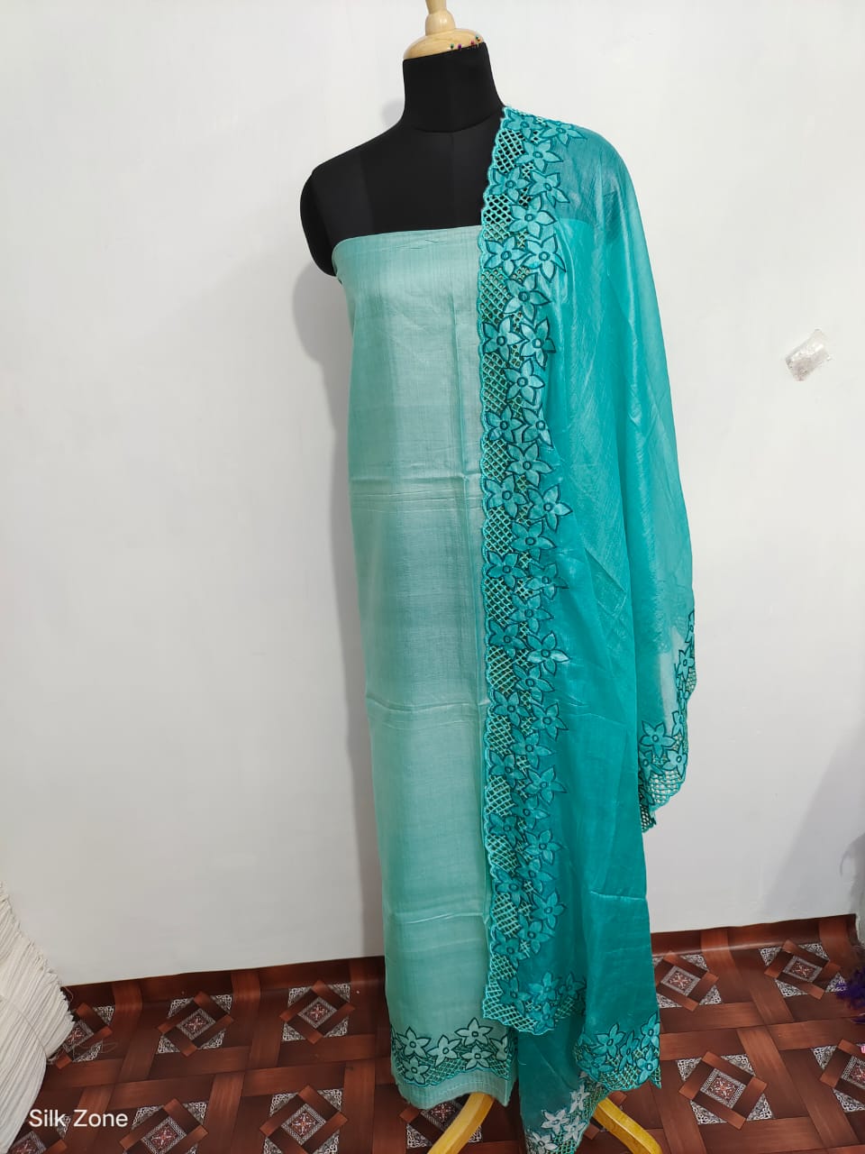 Tussar Silk Hand Cutwork Suit SILK ZONE