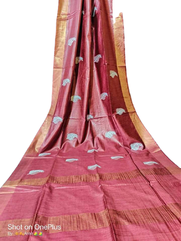 Katan Stepal Zari Border Saree M J HANDLOOM