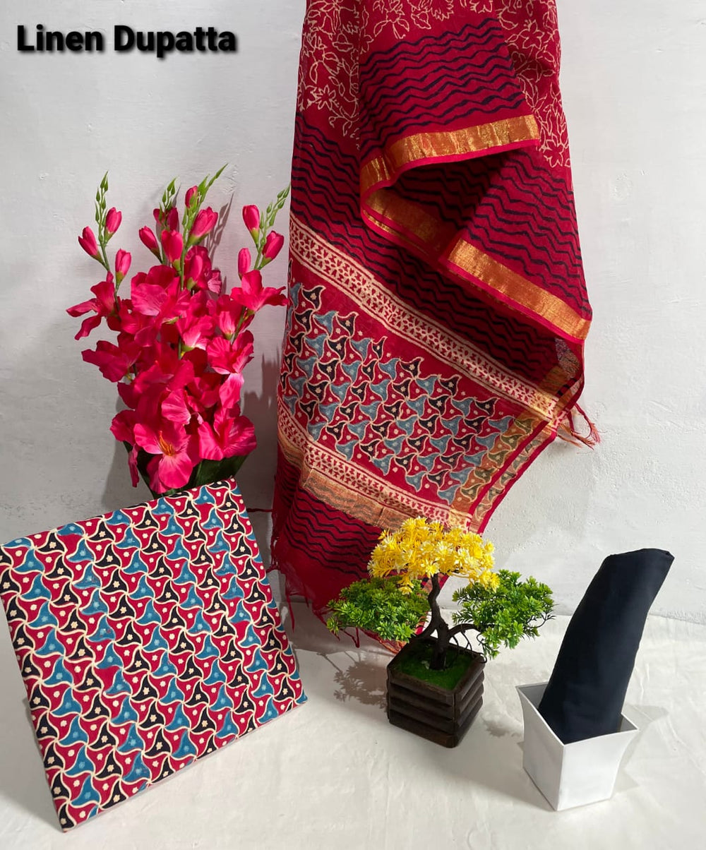 Cotton linen bagru print suit SILK ZONE