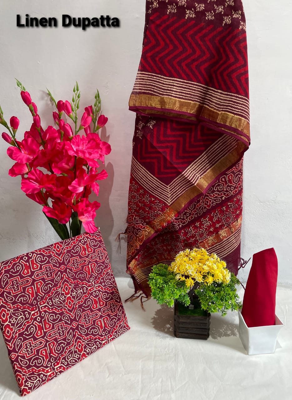 Cotton linen bagru print suit SILK ZONE