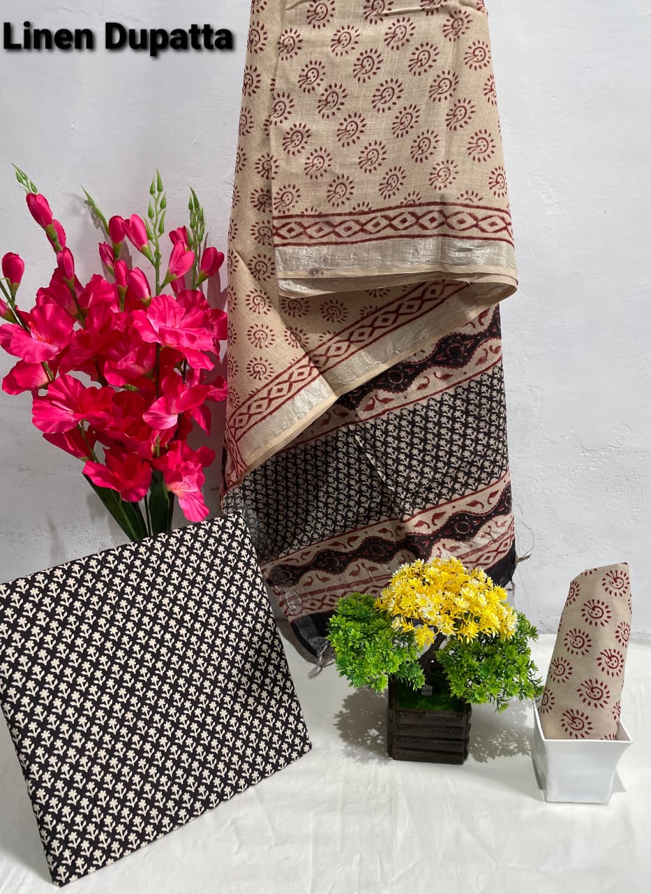 Cotton linen bagru print suit SILK ZONE