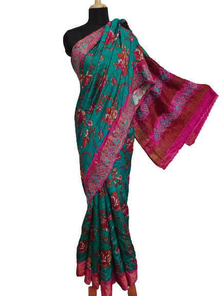 Pure Tussar Silk print saree