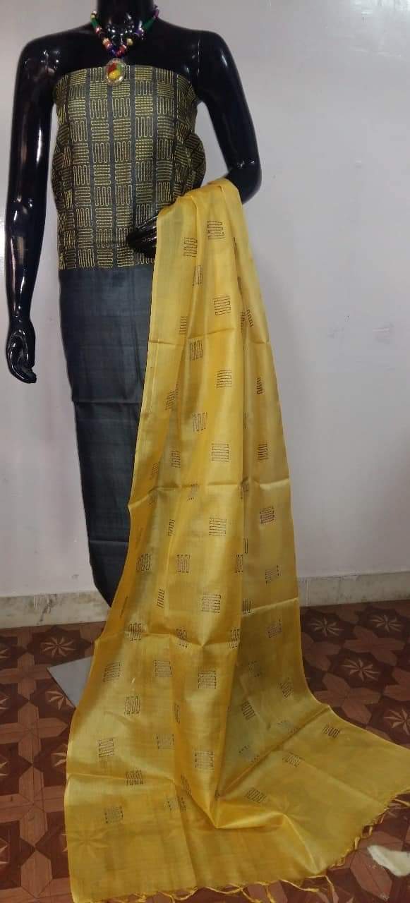 Tussar silk embroidery suit SILK ZONE