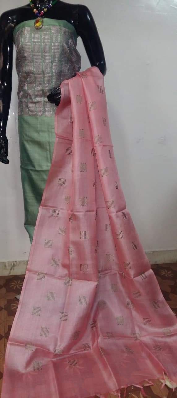 Tussar silk embroidery suit SILK ZONE