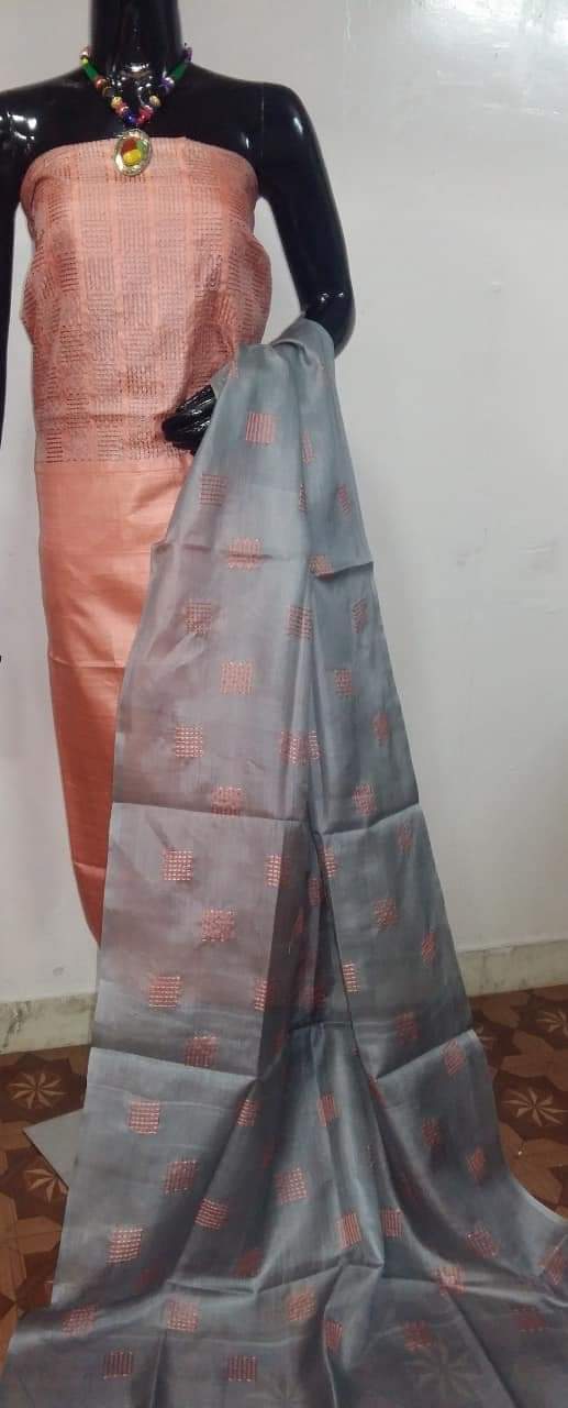 Tussar silk hand  print suit SILK ZONE