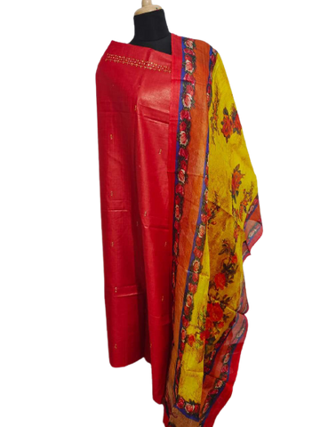 Tussar Munga Silk Stone Work Top Digital Print Dupatta SILK ZONE