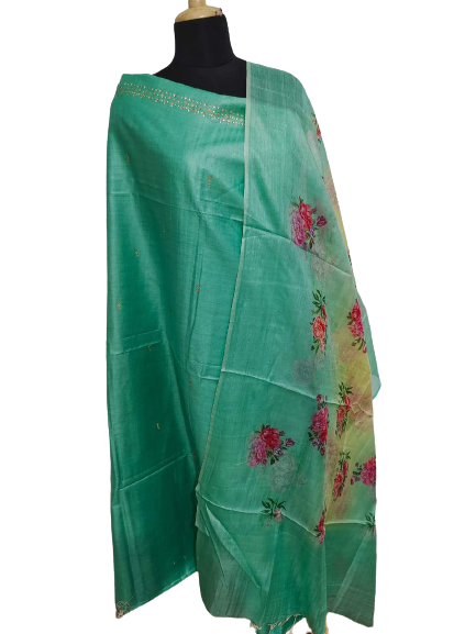 Tussar Silk Stone Work Top Digital Print Dupatta SILK ZONE