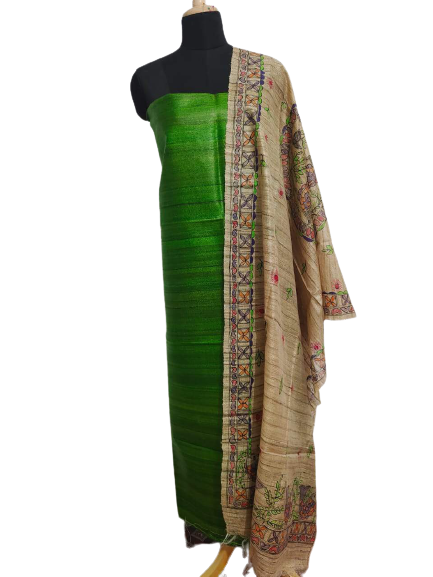 Tussar Ghicha Silk Top And Madhubani Hand Penting Dupatta SILK ZONE