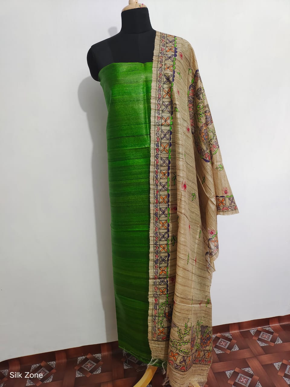 Tussar Ghicha Silk Top And Madhubani Hand Penting Dupatta SILK ZONE