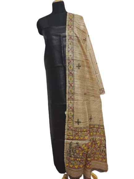 Tussar Ghicha Silk Top And Madhubani Hand Penting Dupatta SILK ZONE