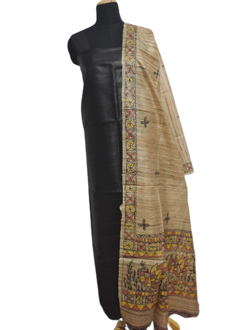 Tussar Ghicha Silk Top And Madhubani Hand Penting Dupatta SILK ZONE