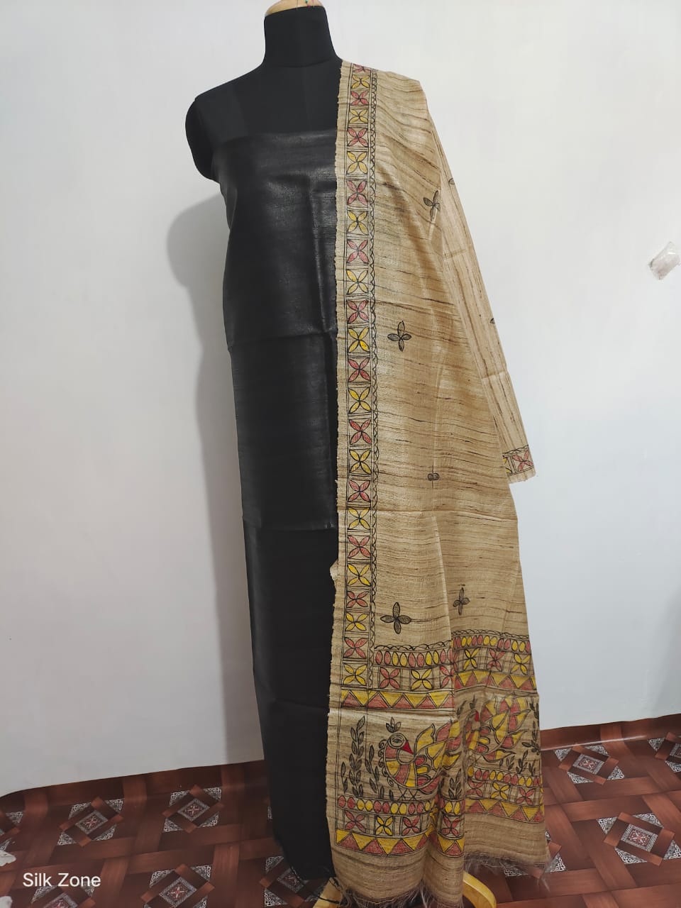 Tussar Ghicha Silk Top And Madhubani Hand Penting Dupatta SILK ZONE