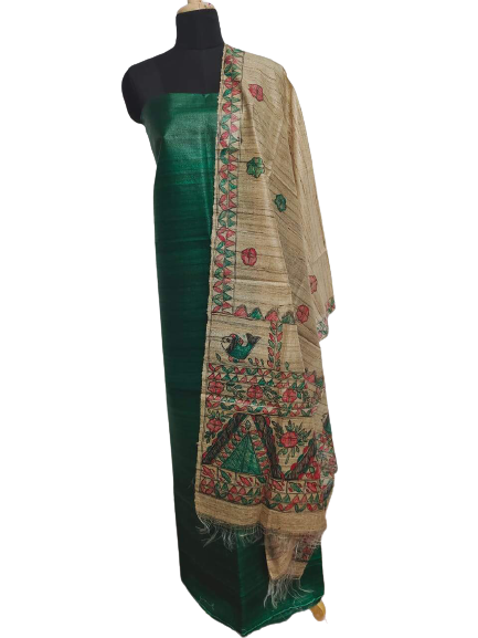 Tussar Ghicha Silk Top And Madhubani Hand Penting Dupatta SILK ZONE