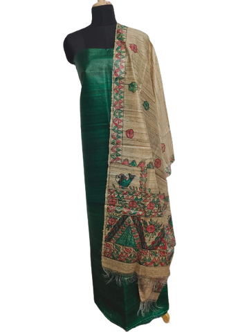 Tussar Ghicha Silk Top And Madhubani Hand Penting Dupatta SILK ZONE