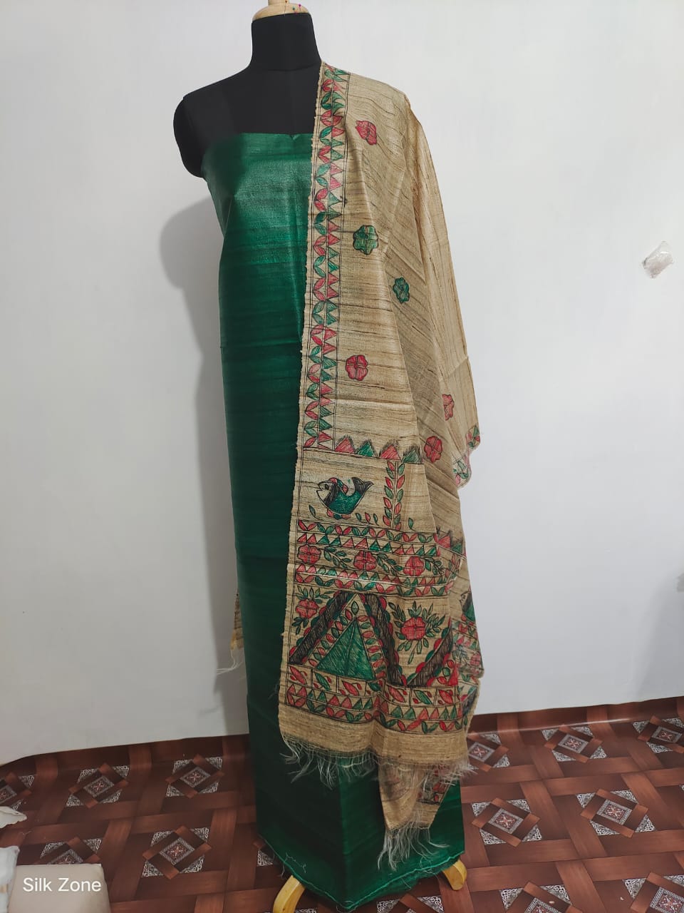 Tussar Ghicha Silk Top And Madhubani Hand Penting Dupatta SILK ZONE