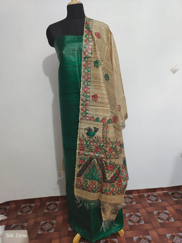 Tussar Ghicha Silk Top And Madhubani Hand Penting Dupatta SILK ZONE