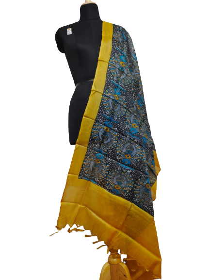 Tussar silk hand block print dupatta SILK ZONE