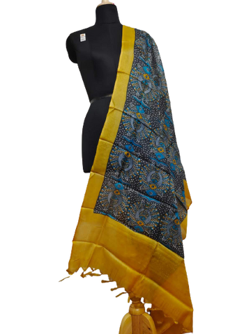 Tussar silk hand block print dupatta SILK ZONE