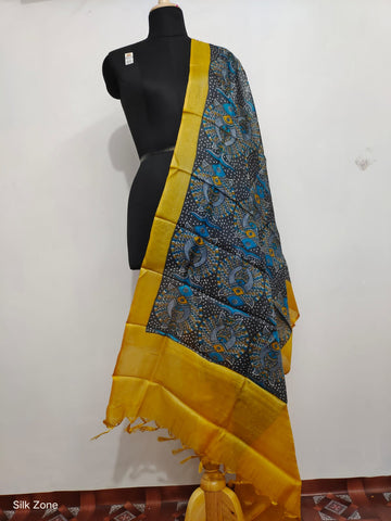 Tussar silk hand block print dupatta SILK ZONE