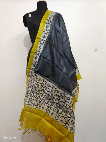 Tussar silk hand block print dupatta SILK ZONE