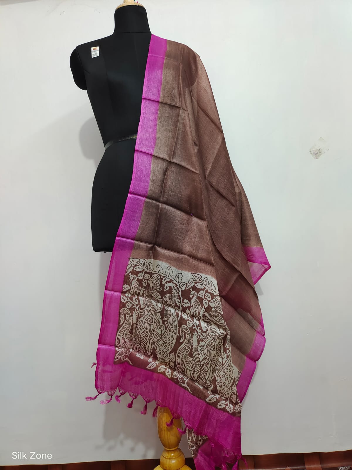 Tussar silk hand block print dupatta SILK ZONE