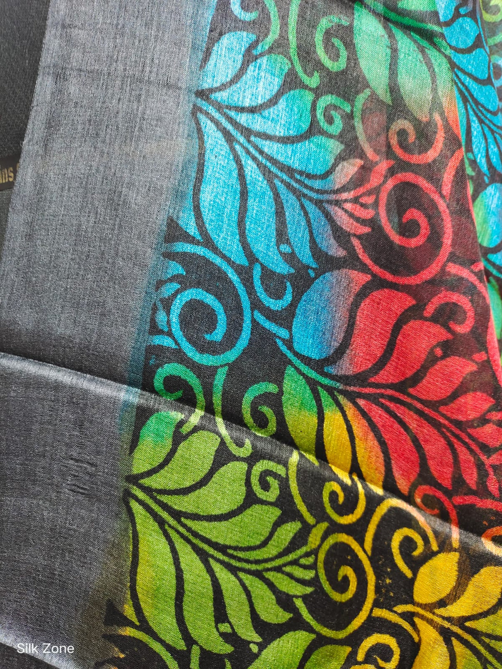 Tussar hand block print dupatta SILK ZONE