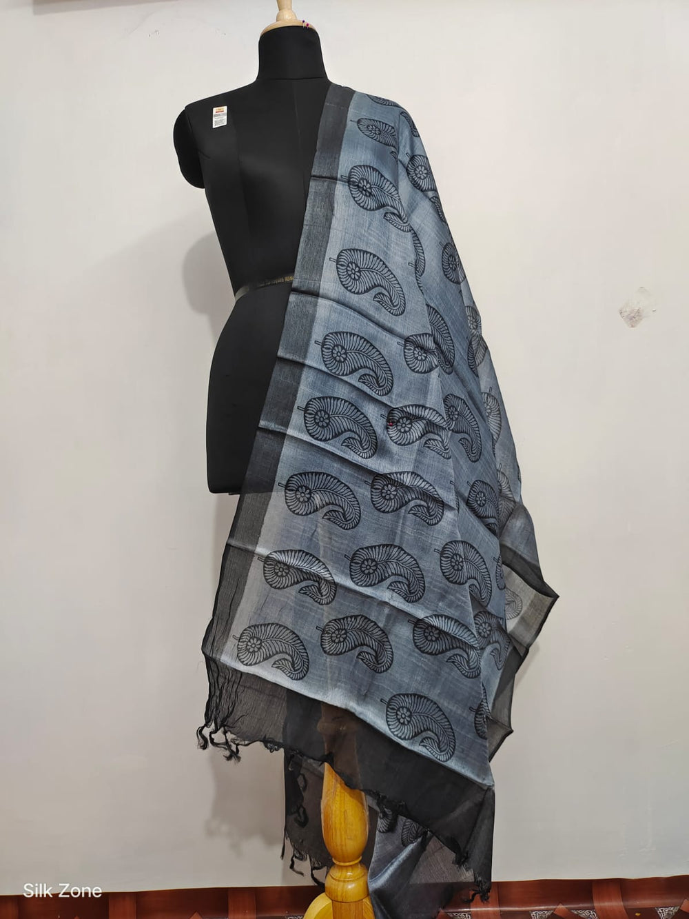 Tussar silk hand block print dupatta SILK ZONE