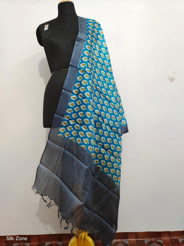 Tussar silk hand block print dupatta SILK ZONE