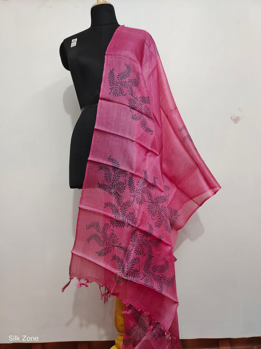 Tussar silk hand block print dupatta SILK ZONE
