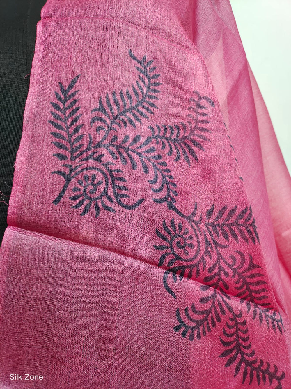 Tussar silk hand block print dupatta SILK ZONE