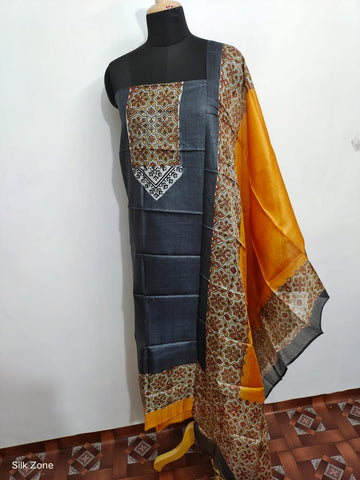 Pure Tussar Silk print saree