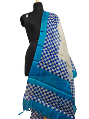 Tussar silk hand block print dupatta SILK ZONE