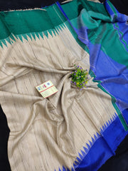 Pure Ghicha Silk Temple Border ikkat Pallu Saree SILK ZONE