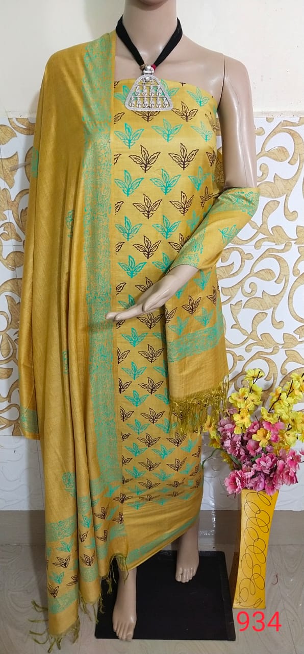 Soft silk hand block print suit SILK ZONE