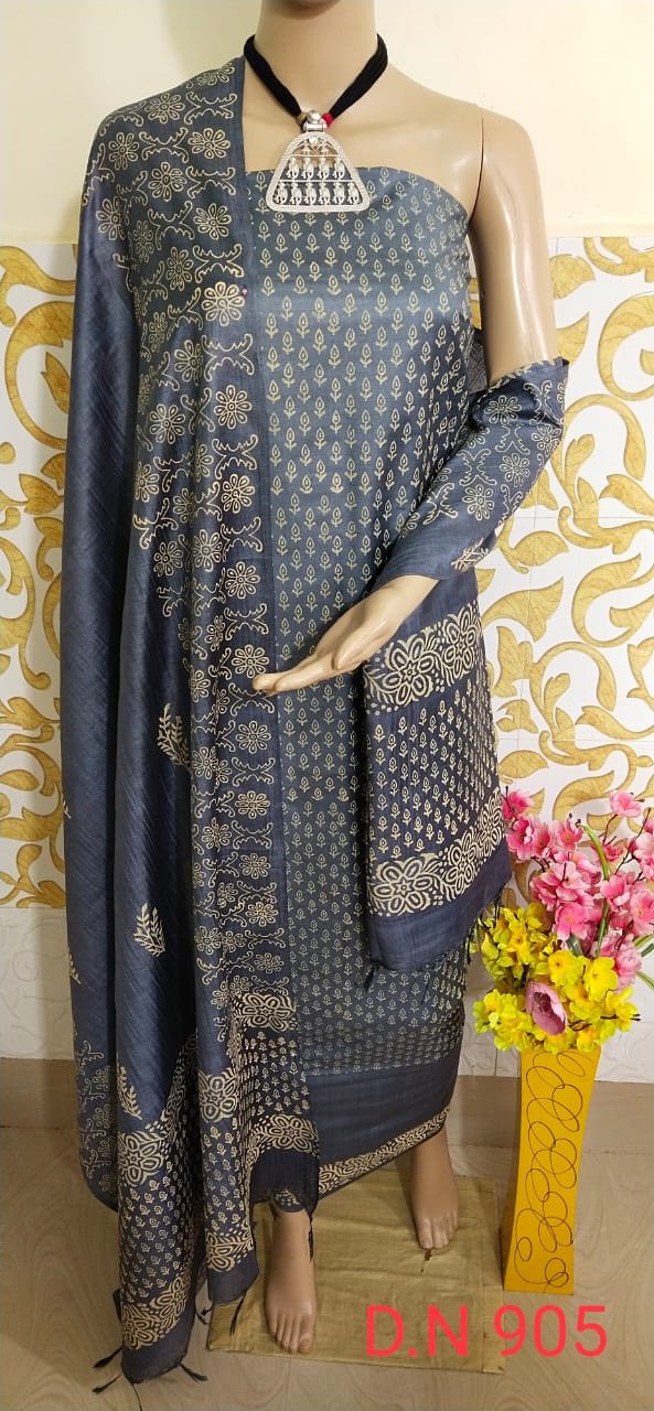 Soft silk hand block print suit PTS