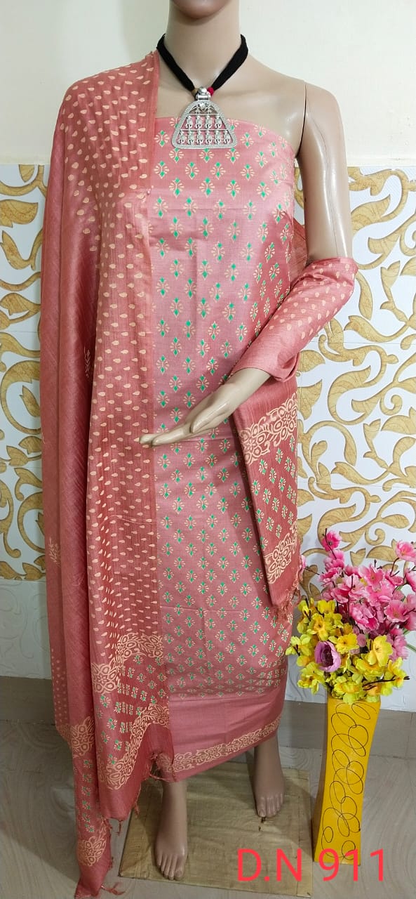 Soft silk hand block print suit PTS