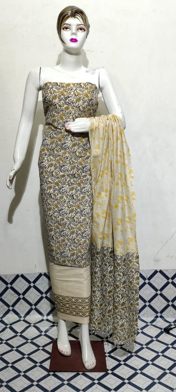 Cotton Khadi discharge print suit SILKZONE