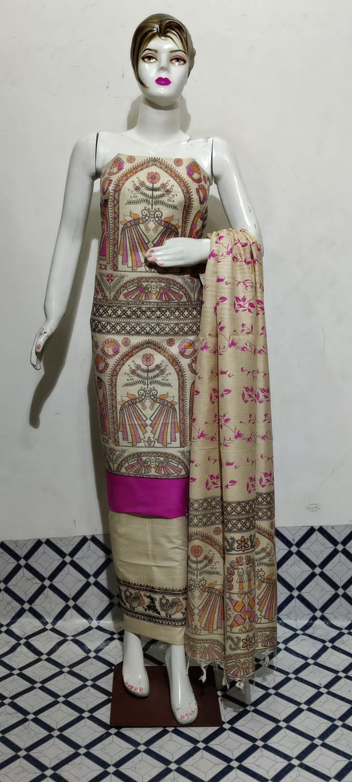 Cotton Khadi discharge print suit SILKZONE