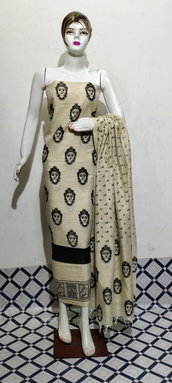 Cotton Khadi discharge print suit SILKZONE