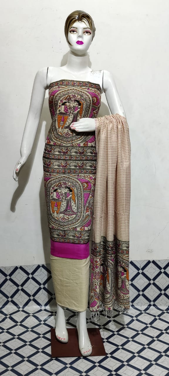 Cotton Khadi discharge print suit SILKZONE