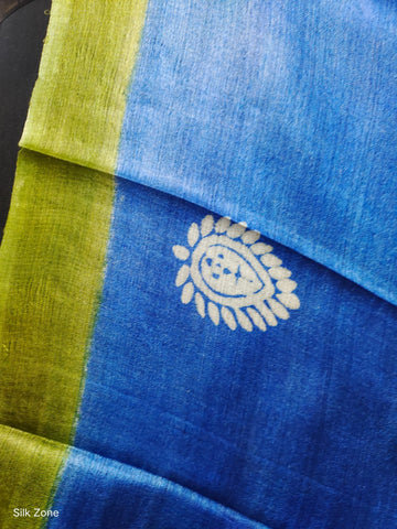 Tussar silk hand block print dupatta SILK ZONE