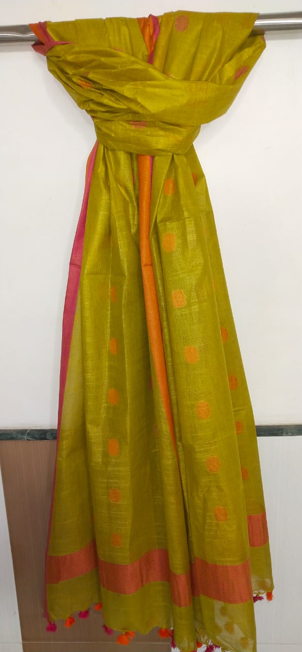 Cotton linen buta dupatta SILK ZONE